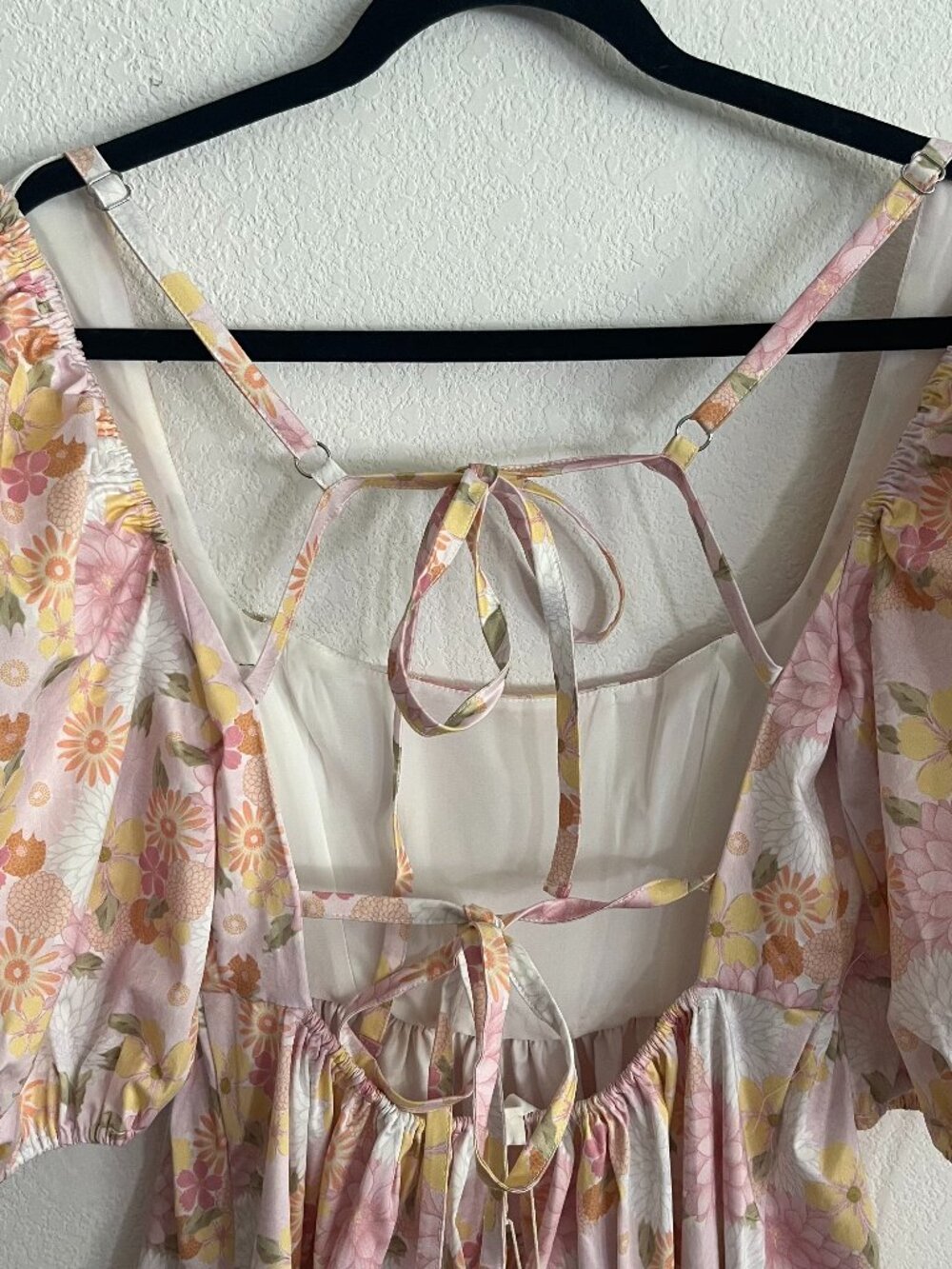 For Love and Lemons Floral Open Back Puff Sleeve Midi Carrie Dress NWT - Picture 4 of 7